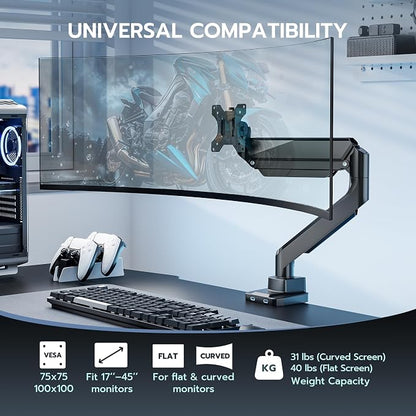 ARES WING Single Monitor Arm, Heavy Duty Adjustable Monitor Arm - Image 4