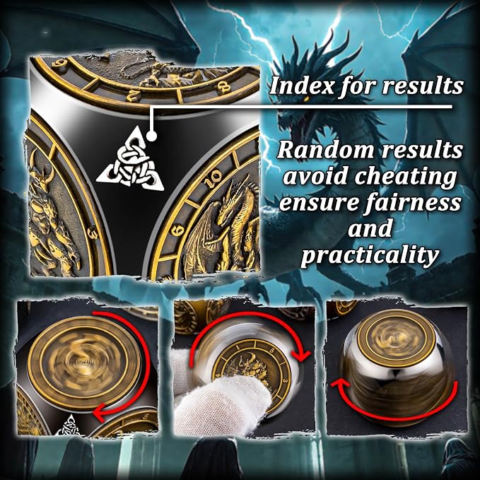 7 in 1 D6 Spinner DND Dice Set D&D, Metal Cube D and D Dice - Image 4