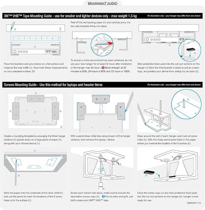 BRAINWAVZ Twin Under Desk Laptop & Device Holder Mount, Adhesive & Screw in - Image 9