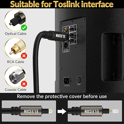 Elecan Optical Audio Cable 8 Ft/2 Pack Digital Audio Toslink Cable Cord-Fiber - Image 5