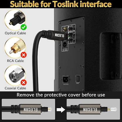 Elecan Optical Audio Cable 200 Ft Digital Audio Toslink Cable Cord-Fiber - Image 5