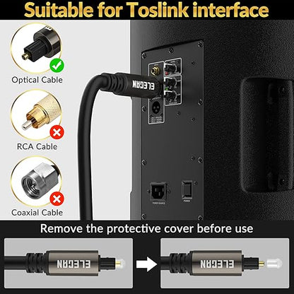 Elecan Optical Audio Cable 35 Ft Digital Audio Toslink Cable Cord-Fiber - Image 5
