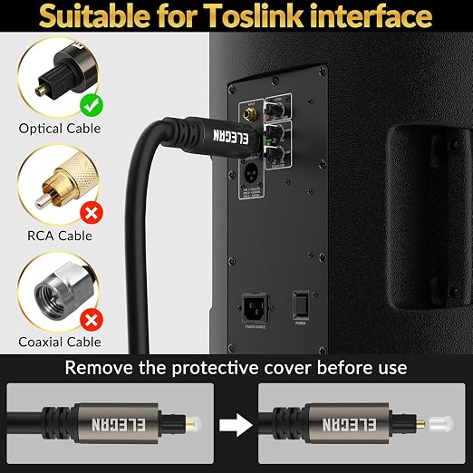 Elecan Optical Audio Cable 6 Ft/2 Pack Digital Audio Toslink Cable Cord-Fiber - Image 5