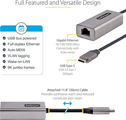 USB-C to Ethernet Adapter, 10/100/1000 Mbps, Gigabit Network Adapter, ASIX - Image 4
