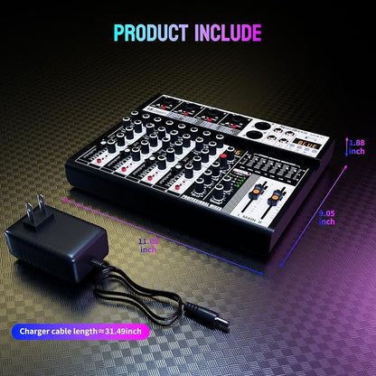 Professional Audio Mixer, 4 Channel Audio Interface Sound Board Mixing Console - Image 8