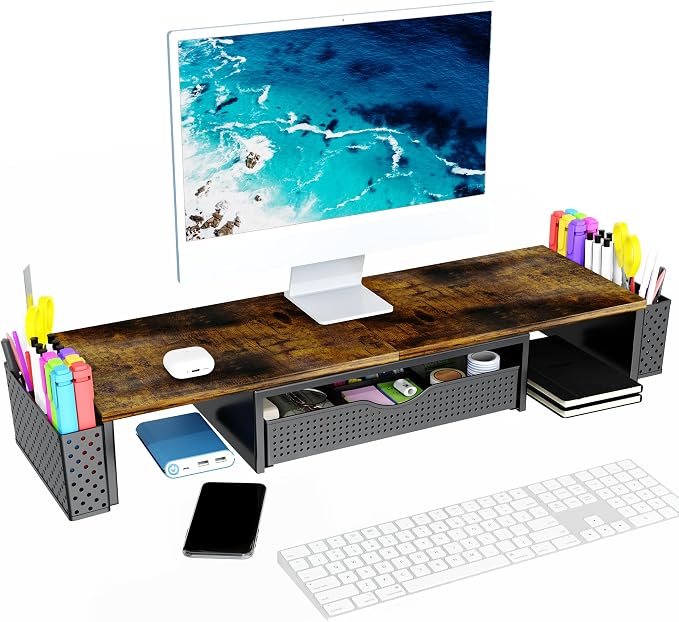 Spacrea Metal Desk Organizers and Accessories, Dual Monitor Stand Riser - Image 5