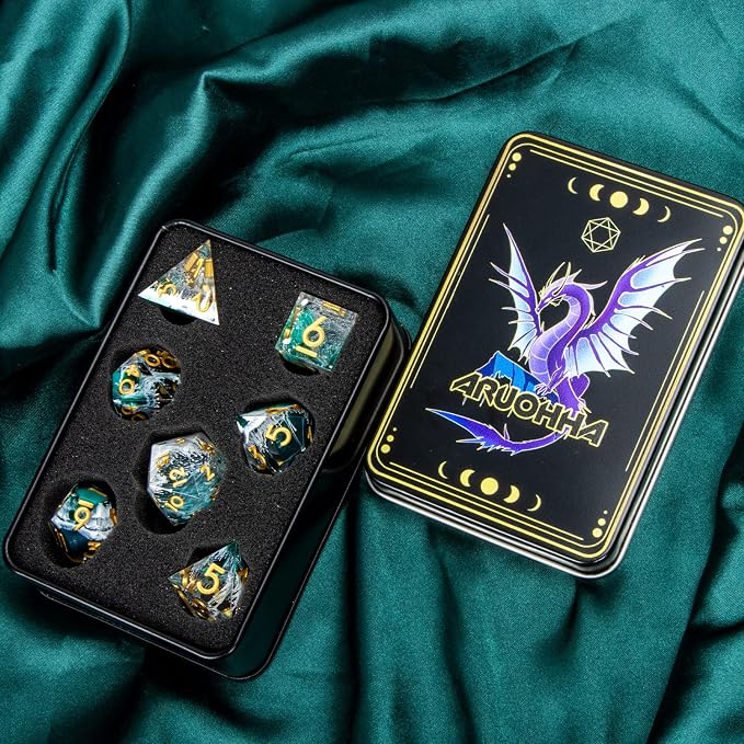 ARUOHHA Sharp Edge Dice DND Resin Translucent Dice Set - Image 6
