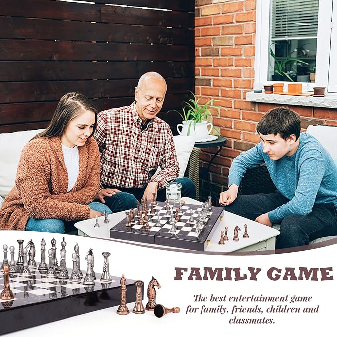 Retro Metal Chess Set for Adults and Kids – Marbling Chess Board - Image 7