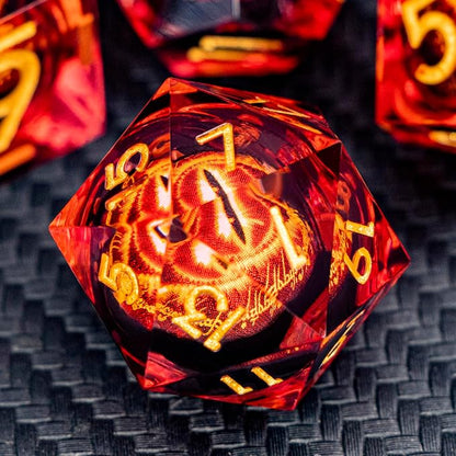 ARUOHHA DND Resin Dice Gazes Eye Dice Liquid Core Flaming RPG Sharp Edged Dice by ARUOHHA