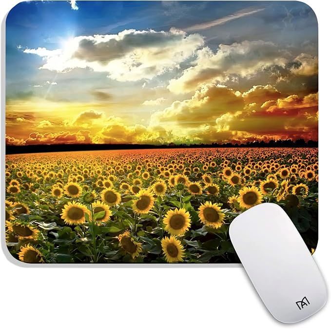 Square Mouse Pad Sunflower, Personalized Premium-Textured Custom Mouse Mat by Armanza