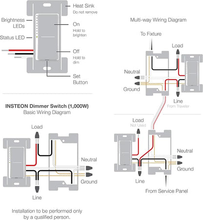 Insteon Smart Dimmer High Wattage Wall Switch, 1000 Watt, 2477DH - Image 6