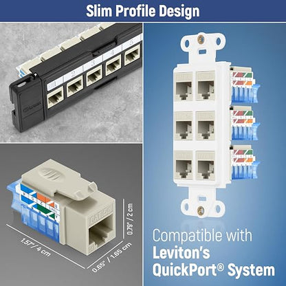 Everest 45° Angled RJ45 Cat5e Keystone Jacks 10-Pack in Ivory - Image 7