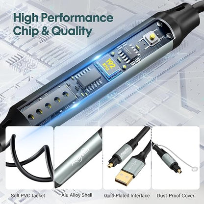 Adoreen Unidirectional USB A 2.0 to Toslink Digital Optical Audio Cable 15 Ft - Image 3