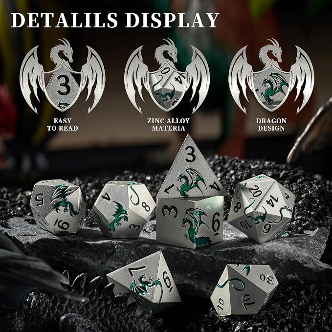Metal DND Dice Set, Dungeons and Dragon TTRPG Role Playing Table Games - Image 4