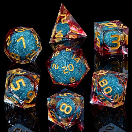 ARUOHHA Liquid Core DND Dice Set, Role Playing Dice Set D20 D12 D10 D8 D6 D4 - Image 2