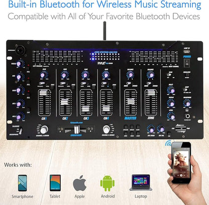 Pyle 6 Channel Mixer, Stereo Mixer, Professional Sound System, LED Illumination - Image 4
