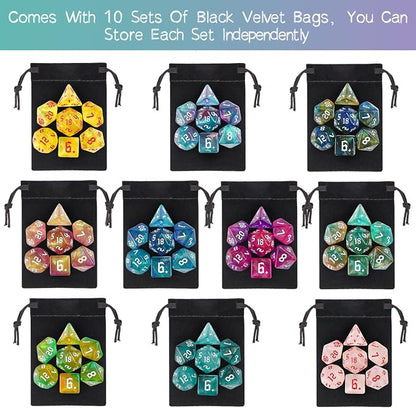 DND Dice Set, Surhugvy 10 X 7 Polyhedral Dice Set - Image 4