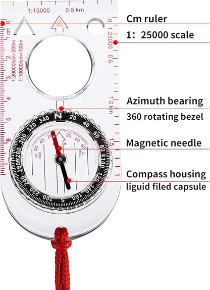 Gejoy 6 Pcs Orienteering Compass Bulk Portable Survival Compass Scout Learning - Image 4