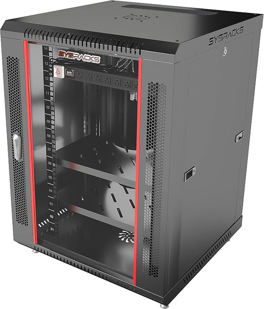 15U Wall Mount Server Rack Cabinet 24” Deep, 19” Network & AV Enclosure by SYSRACKS