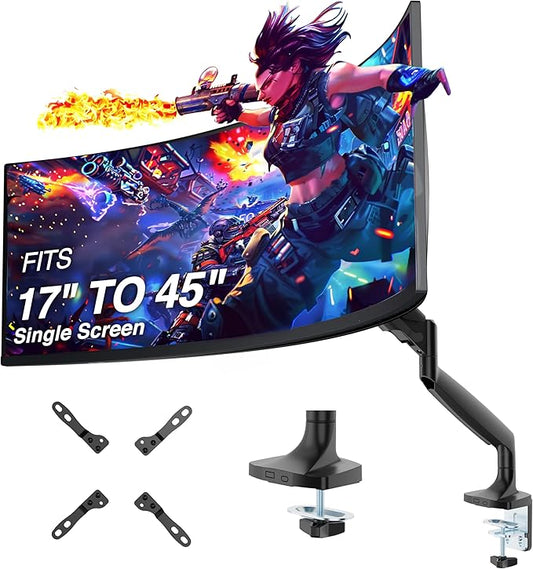 AVLT Single 17"-45" Monitor Arm Desk Mount Premium Mechanical Spring fits One by AVLT-USA