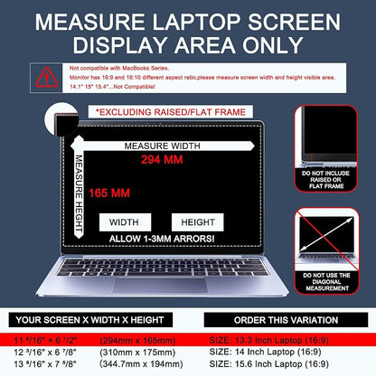 4-Way Laptop Privacy Screen Shield 13.3 Inch, Removable 16:9 Aspect 360° - Image 2