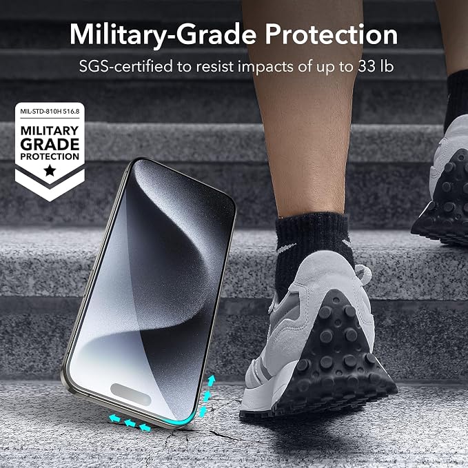 ESR 3+1 Pack for iPhone 15 Pro Max Screen Protector, 3 Black Edge - Image 2