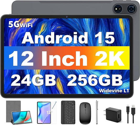 Tablet 12 inch Android 15 Tablets, 24GB（8+16）RAM+256 Storage, Android Tablet by Unknown