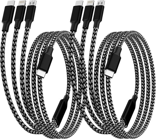 USB C Multi Charging Cable, 3 in 1 Charging Cable Nylon Braided USB-C Multiple by MPATIBY