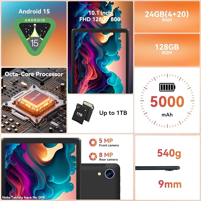Tablet, 10.1" Android 15 Tablet - Image 2