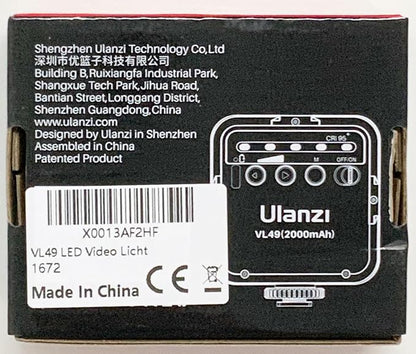 ULANZI VL49 2000mAh LED Video Light w 3 Cold Shoe, Rechargeable Soft Light Panel - Image 12