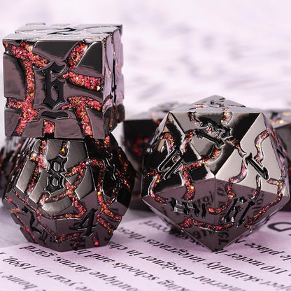 Crack Glitter Metal Dice, RPG Polyhedral Stripe Dice - Image 5