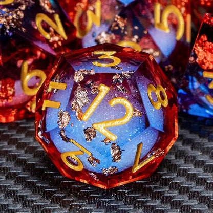 ARUOHHA Liquid Core DND Dice Set, RPG Golden Numbers Blue Red Dungeons - Image 4