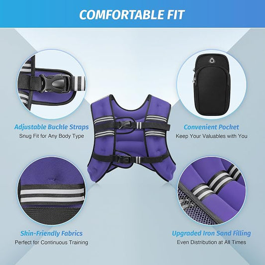 ZELUS Weighted Vest, 6lb/8lb/12lb/16lb/20lb/25lb/30lb Weight Vest - Image 2