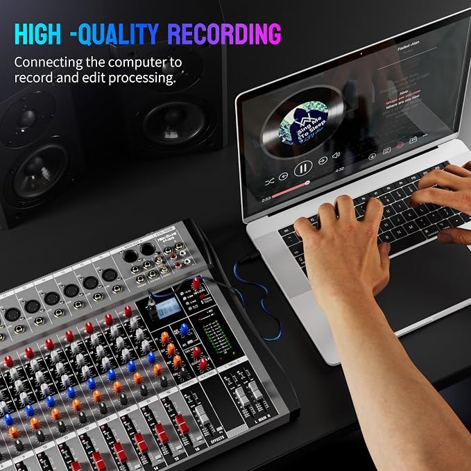 Professional DJ Audio Mixer, NEW BAXS 16 Channel DJ Bluetooth Controller Sound - Image 4