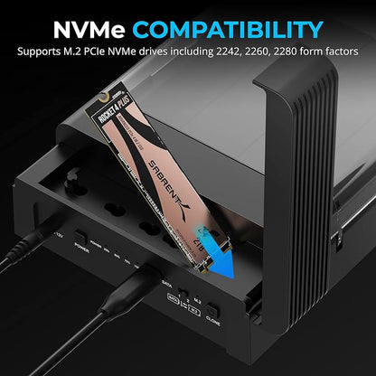 SABRENT USB-C Lay Flat Docking Station – NVMe M.2 + SATA 2.5”/3.5” SSD/HDD - Image 3