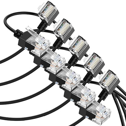 Cat6A Ethernet Cable 90 Degree Right Angled 10FT 5Pack, Flexible Slim & Ultra by Thzzhnno