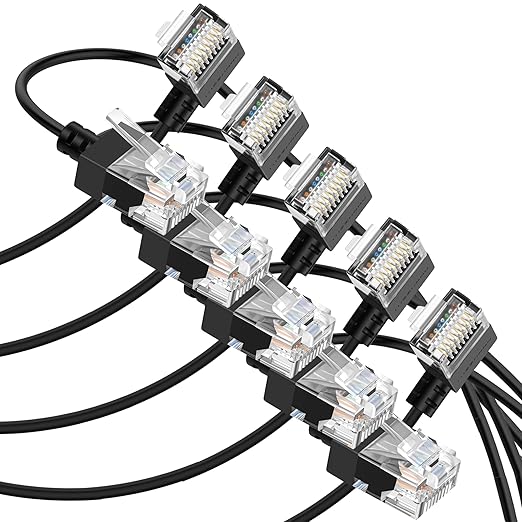 Cat6A Ethernet Cable 90 Degree Right Angled 10FT 5Pack, Flexible Slim & Ultra by Thzzhnno