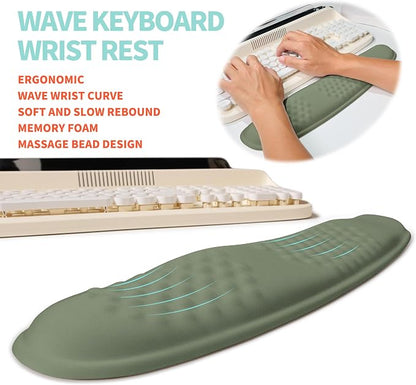 2-in-1 Ergonomic Set, Wave Rise Keyboard Wrist Rest and Massage Bulge Slope - Image 2
