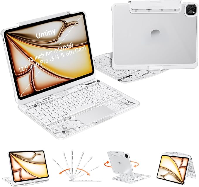 Keyboard Case for 12.9 inch iPad Pro 6/5/4/3rd Gen & 13 inch iPad Air Wireless by Uminy