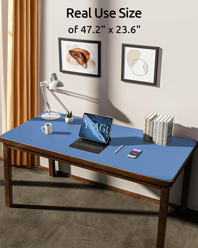 YSAGi Leather Desk Protector, Office Mat, Large Mouse Mat, Non-Slip PU Leather - Image 3