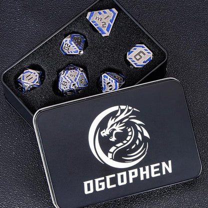 Metal DND Sci-fi Dice Set 7PCS Stripe Polyhedral Dice - Image 7