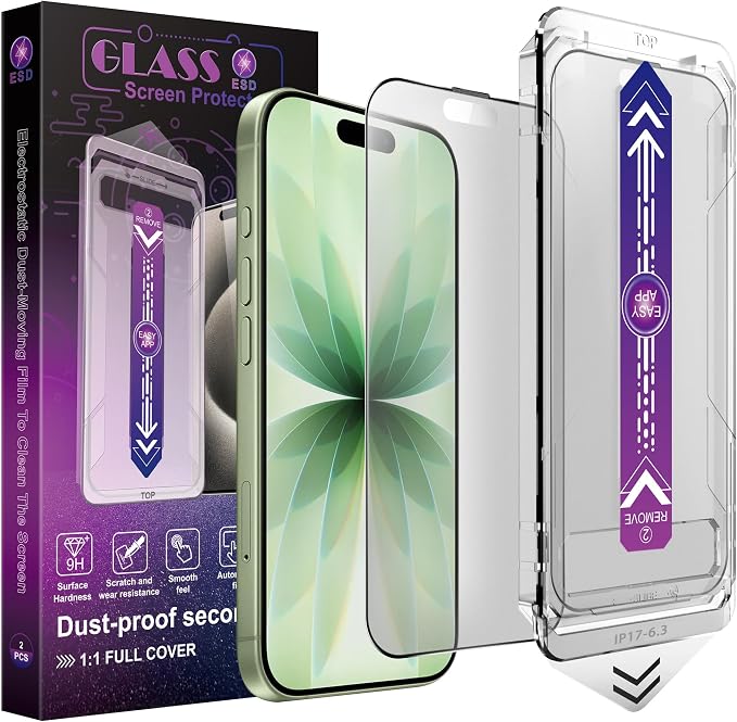 Matte Screen Protector for iPhone 17, iPhone 16 Pro 6.3-Inch, Auto Dust Removal by Unknown