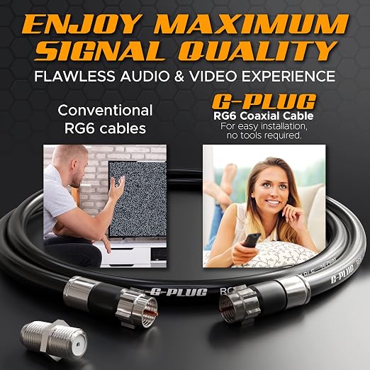 G-PLUG 100FT RG6 Coaxial Cable Connectors Set- High-Speed Internet, Broadband - Image 5