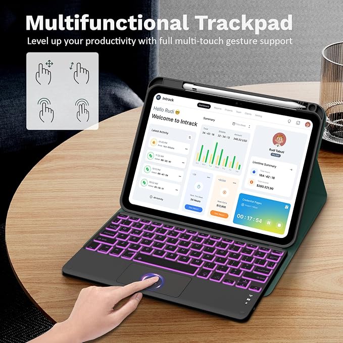 MoKo Touch Keyboard Case for iPad 11th Generation 11 inch 2025, iPad 10th - Image 5
