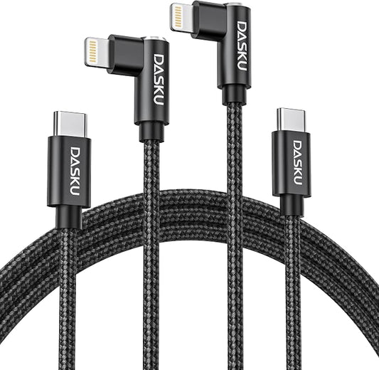 Apple USB C to Lightning Cable 2Pack - 6FT Right Angle 90 Degree iPhone by Dasku