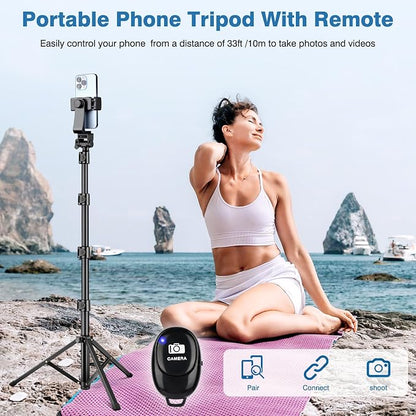 70" Phone Tripod with Remote & Holder, Portable Cell Phone Stand, Selfie Stick - Image 5