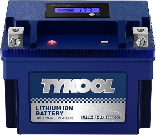 TYKOOL YTX9-BS-PRO, 3X Cranking Amps, 5X Life, Lithium LiFePO4 Motorcycle by TYKOOL
