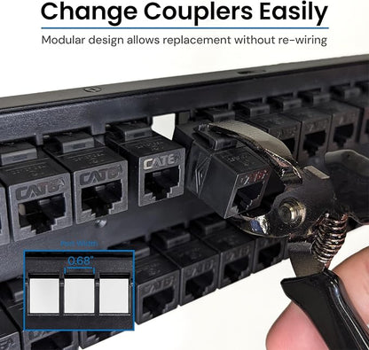 ICC CAT6A Feed-Through Patch Panel, 48 Port, 2U Rackmount, RJ45 Ethernet Patch - Image 4