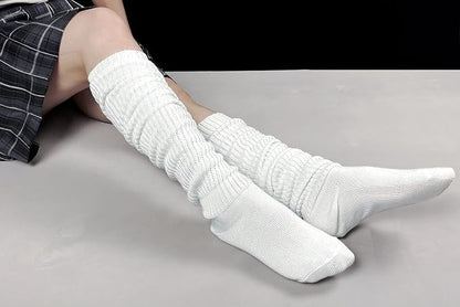 Women's Extra Knit Japanese Style Loose Socks White Lolita Leg Warmer Bubble - Image 4