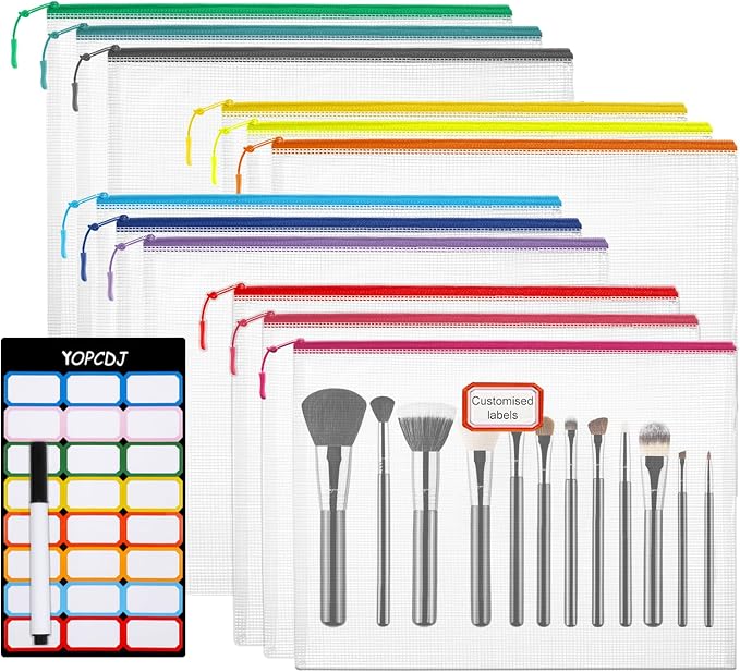 12pcs Mesh Zipper Pouch Bags, A5 Puzzle Bag by YOPCDJ